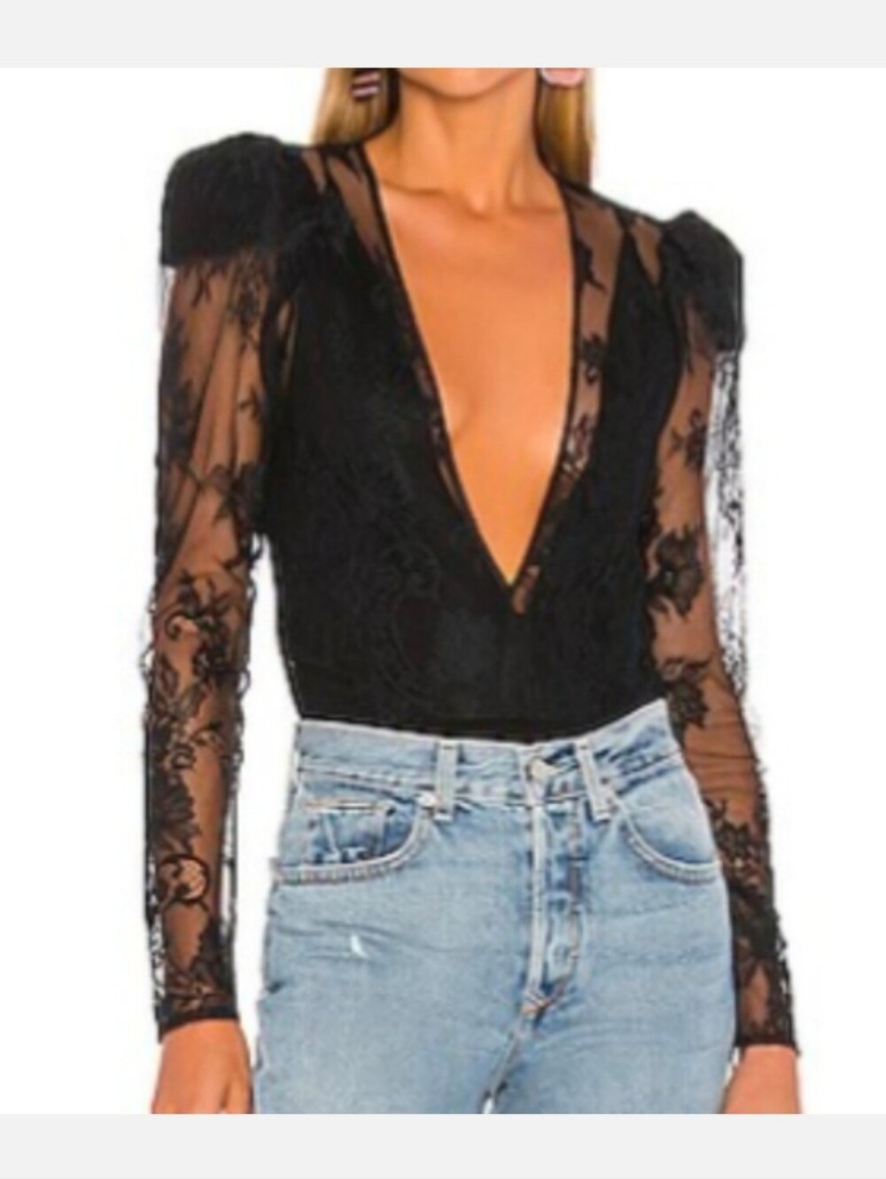 LOVERS + FRIENDS DEXTER Black Lace BODYSUIT Size Small NEW - Picture 2 of 12